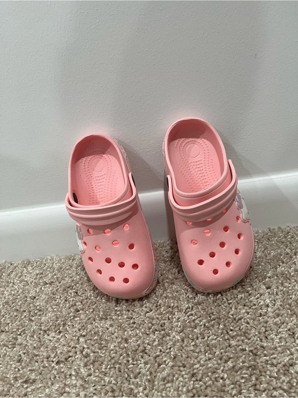 Kids Pink Slip-On Clogs with Cute Character Trim